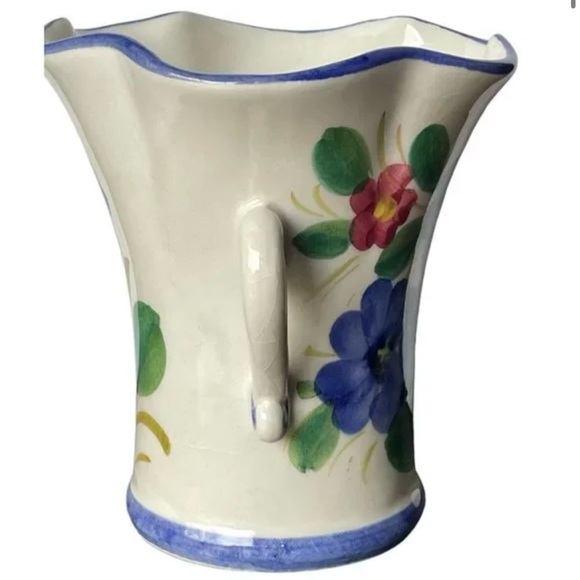 Vtg FTD Ceramic VASE Handpainted
Flowers Italy both side Handle brilliant color - Picture 12 of 14